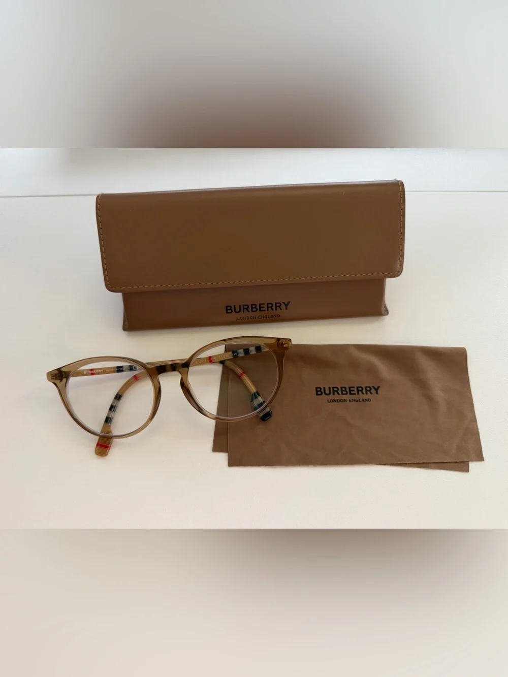 Burberry Brown/Tan Round Optical Glasses with Case and Cloth
